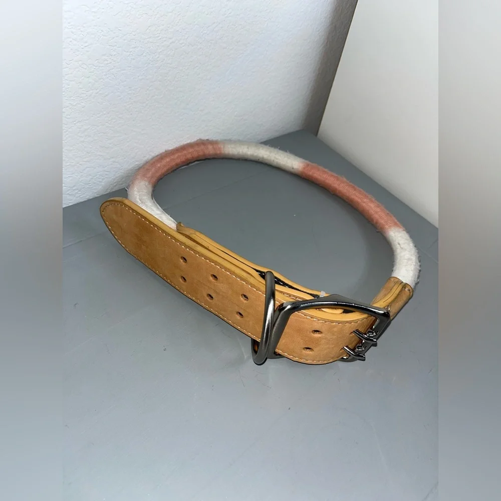 Youly Avant- Garde Braided NWOT Chunky Belted Dog Collar Adjustable Hole 36-37”